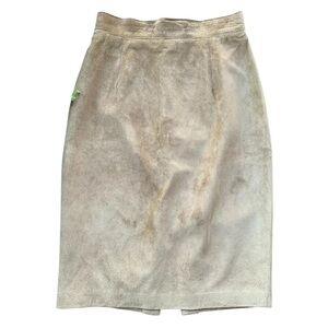 Vtg Danier Canada Genuine Suede Leather Pencil Skirt Career Tan Beige Size 10